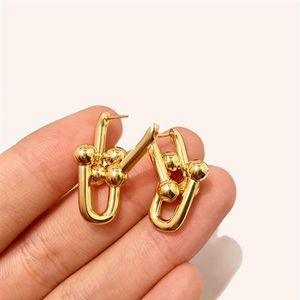 Nuevos pendientes en forma de corazón de acero inoxidable con forma de U tipo T para mujer, joyería genuina de moda, pendiente de amor de oro rosa, plata y oro, Esmalte249D