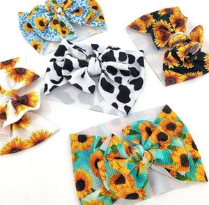 Summer Flowers Bow Baby Hair Band dziewczyna Dziewczyna Kolorowy wzór krowy Księżniczka Pięć Opaska na opaskę do włosów Butik Akcesoria do włosów T323FDP7998887