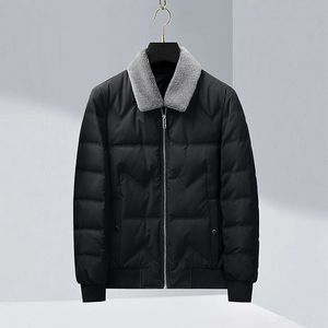 High End Down Jacket för mäns vinter förtjockade nya korta varma mäns medelålders affärsjacka