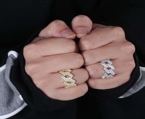 Mężczyźni Modne Pierścienie cyrkonu Gold Sliver Kolor Najwyższą jakość Bling Bling Ice Out CZ Hip Hop Punk Ring Cuban Link Chain3245421