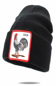 Nowa moda męska czapka zwierząt haft haftowe zimowe czapki dzianinowe czapki dla mężczyzn streetwear hip hop czaszki bonnet2176006