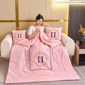 Embroidery Car Cushion and Quilt Dual-Use Cars Cushion Office Lunch Break Airable Cover Sofa Cushion Nap Pillow Blanket Wholesale