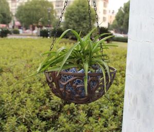 Töpfe Gusseisen hängende Körbe Runde Wand Garten Terrasse Blumenkinder Pflanze Pflanzentlager Halter Metal im Freien innerne Balkonstarke
