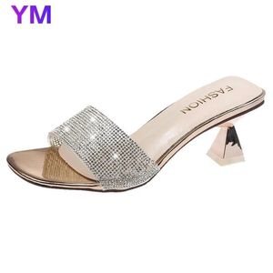 Heels Hot Summer New Woman's Summer Sandals Open Toe Outdoor Sandals Rhinestones Fashion Sexy Solid Color Plus Size 3542 Gladiator