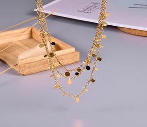 Pendant Necklaces Gold Color Tiny Teardrop Dot Square Geometric Patterns Titanium Steel Necklace Women Fashion Jewelry Mother0391099151