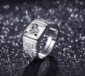 2021 Men039s Pure Gold Platinum Diamond Solitaire Ring Abertura Ajustável Completa Zircônia Cúbica Casal de Casamento Presente para Homens Lover4533601