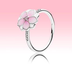 Damenring mit rosa Blumen, wunderschöner Sommerschmuck für Mädchenringe aus 925er-Sterlingsilber mit CZ-Diamanten und Originalverpackung, Sets 9111388