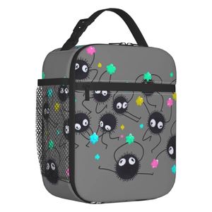 Väskor Spirited Away Soot Sprites Isolerade lunchpåsar Ghibli Grann Totoro Anime Celable Thermal Cooler Food Lunch Box Kids School