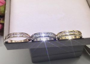 Europe America Fashion Style Rings Men Lady Women Titanium Steel Engraved B Letter Single Row Diamond 18K Gold Plated Lovers Ring 4942241