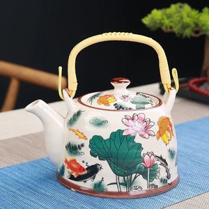 China Porcelain Teapot z sitkiem netto o dużej pojemności 900 ml tradycyjne chińskie retro ceramiczne zbiór herbaty darowik kung fu 231225