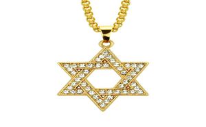 Happy Chanukah god kvalitet delikat judisk stjärna hänge halsband unisex hip hop choker halsband guld färg kedja rapper7432067