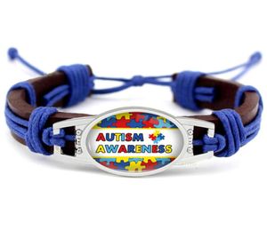 Autism Awareness Strong Cancer Bracelets Butterfly Yellow Orange Pink Ribbon Leather Charm Bracelets Unisex Women Men Jewelry3776925