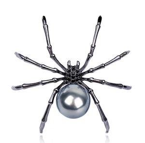 Luxury Fashion Women Rhinestone Faux Pearl Spider Brooch Pin Corsage Lapel smycken gåva1885220