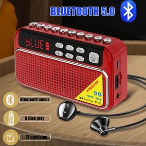 Connectors Portable Mini Radio Pocket FM Mottagare Bluetooth Stereo Speaker TF/USB/Hörlurar MP3 Musikspelare Support Inspelning/Handsfree