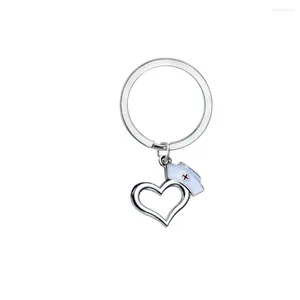 Keychains 12PC Wholesale Love Heart Cap Keyring Key Ring Charm Graduation Gift Women Men School Keychain Family Friend