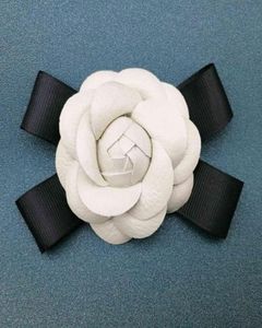 Broche de flor de Camelia de tela con lazo negro a la moda, accesorios de joyería para fiesta de boda, broches grandes para regalos de mujer59150787130924