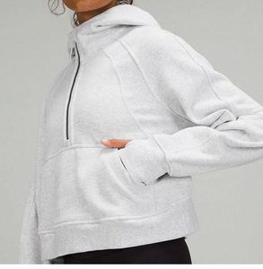 Lululemens Damen Jacken Hoodys Plus Samt Herbst und Winter Yoga Hoodie Scuba Verdickung Sport Halbreißverschluss Terry Designer Pullover D8BD #