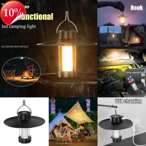 Nuove lanterne portatili Luce da campeggio multifunzionale a LED Luci per tende da esterno Lampada manuale portatile USB Luce calda Lanterna da campeggio Torcia di emergenza