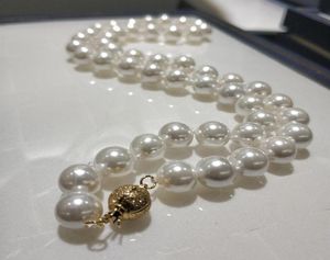 Jyx Shell Pearl Necklace Jewelry 88 5mm Round White Natural Sea 18 High Luster Top Halsband295U3972015