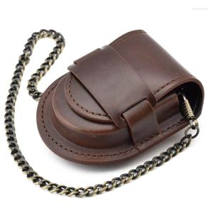Mücevher torbaları moda erkek arka kahverengi klasik klasik cep saat kutusu tutucu depolama çantası para çanta torbası zincirle