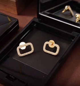 Fashion Golden Earring For Women Jewelry Designer Earrings Womens Diamond Earrings Luxury Square V Stud Designers Studs Hoops 22043140656