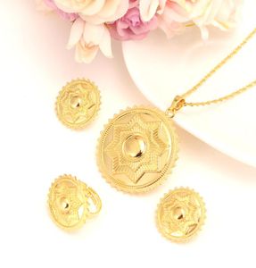 22 Kソリッドゴールド充填星ポルカドットジュエリーセットHabesha Eritrean Women Wedding Fashion RingEarrings Pendant7013526