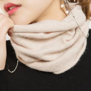 Women Tube Scarf Wool Cashmere Lätt halsring varmare Angora Rabbit Hair Cowl Collar Loop Kvinnlig stickningstillbehör 231225