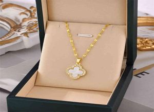 Japan and South Korea new Lucky Clover Necklace fashion personality versatile temperament advanced classic clover black and White 4066299