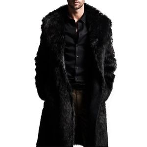 Męskie vintage faux furt misie jesienna zima swobodna moda długa kurtka gęsta ciepła warstwowa warstwa nadmierna mąż 231226