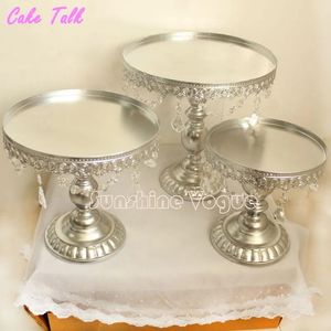 Supplies Wholesale Metal iron silver cake stand set 8''/10''/12'' pendant charm cake accessory dessert tray Festive&even & Party Supplies