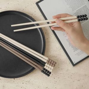 Chopsticks 2 Pairs Chinese Grade Comfortable Grip Tableware Alloy Sugar-coated Haws Diner Dining Room Supply