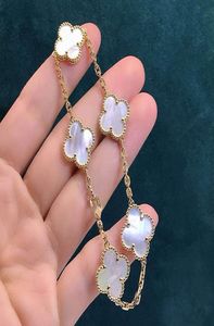 カラーファッションクラシック4Four Leaf Charm Bracelets Bangle Chain 18K Gold Agate Shell Motherofpearl for Womengirls Wedding3597838