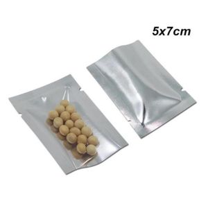 5 x 7 cm, klein, oben offen, vorne, durchsichtige Aluminiumfolie, Lebensmittelaufbewahrungsbeutel, Mylar-Vakuumierer, Verpackungsbeutel, Heißsiegelung