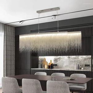 Chandeliers Modern Style Long Tassel Chain Chandelier Nordic Luxury El Lamp Ceiling Kitchen Living Lighting Fixtures