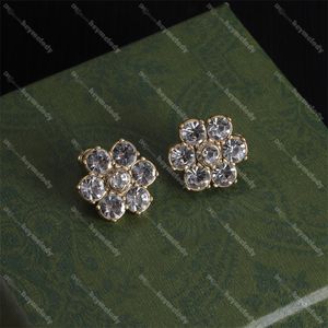 Floral Diamond Earrings Jewelry Rhinestone Flower Studs Eardrops Girl Diamond Earrings With Box