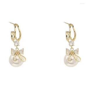 Stud Earrings 1 Pair Exquisite Rhinestone Pearl Bow For Women Tassel Earring Bride Wedding Party Jewelry