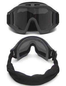 Taktiska skyddsglasögon som skjuter solglasögon 3 lins Taktiska tillbehör Airsoft Paintball Motorcykel Windproof Wargame Glasses6685422