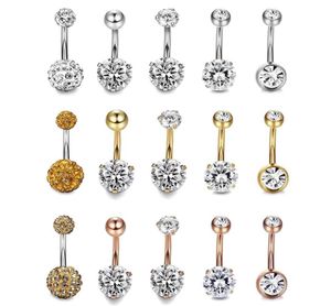 15st. Utsökta och fashionabla blandade zirkonnavelknapp Piercing smycken Double Head Crystal Clay Ball Bell Body Jewelry Set HeA9720985