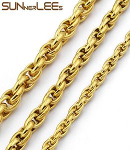 5mm 7mm 9mm 11mm Fashion Jewelry 316L Rostfritt stål halsband Guldfärg Oval Rope ED Link Chain för Mens Womens SC31 N7176833