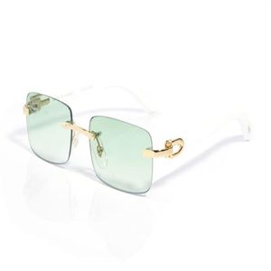 berühmte Sport Gold Metallrahmen Männer Frauen randlose Brille Mode Haltung Spektakel Sonnenbrille Büffelhorn Sonnenbrille Lunettes G249B
