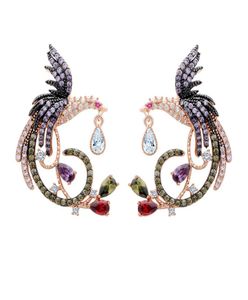 Bling Colorful Zircon Chinese Phoenix Dangle Drop Earrings Wedding Earrings for Women Gril Gift8176933