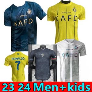 23/24 Al Nassr FC maglie da calcio terzo Portogallo Ronaldo Men Sets Kids Kit FAN Player versione manica lunga Al-Nassr 3rd maglie da calcio BROZOVIC MANE Uniformi 2023 2024