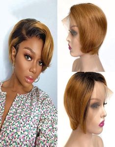 Short Human Hair T Part Lace Front Wig Wave Bobo Wigs Mix Colors Perruques De Cheveux Humains LSA858118858