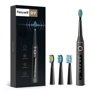 Fairywill Electric Sonic Toothbrush USB Charge FW-507 Rechargeable Waterproof Electronic Tooth Brushes Replacement Heads Adult 231225