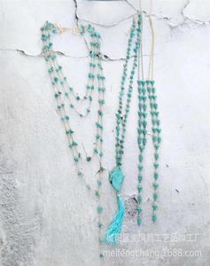 Pendant Necklaces necklace Fashion jewelry nelace Green Turquoise tassel sweater chain208G5444189