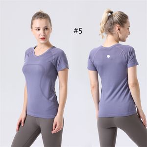 Lu Lu B Womens Yoga Outfit Tshirts Tees Sportswear Outdoor Apparel Casual Adult Gym Excerise Running Close fitting Short Sleeve Tops Breathable S