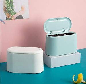 Avfallsbackar Kontor och hushållsskrivbord Mini Trash Can With Press Type Snap er Double-Layer Small Bin Plastic Desk Storage Box Drop de Otgmn