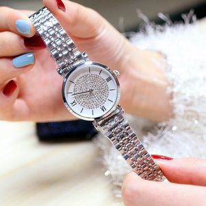 Orologi da polso di design da donna Movimento al quarzo Orologio con diamanti pieni Striscia di acciaio femminile impermeabile di alta qualità per il regalo di anniversario di Natale Regalo di festa di nozze