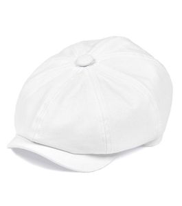 Botvel White Twill Cotton Newsboy Cap för män Kvinnor Klassiska Cabbies Driver Apple Caps Gatsby Flat Hat Baker Boy Headpiece 003 T20231118