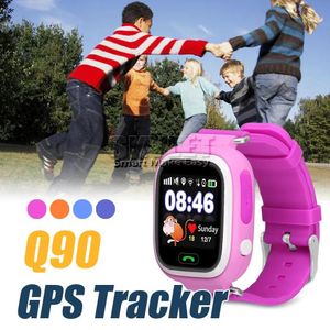 Watches Q90 Bluetooth GPS Tracking Smart Watch Touch Screen med WiFi LBS för Android SOS Ring Anti Lost Smartphone Wearable Device in Box